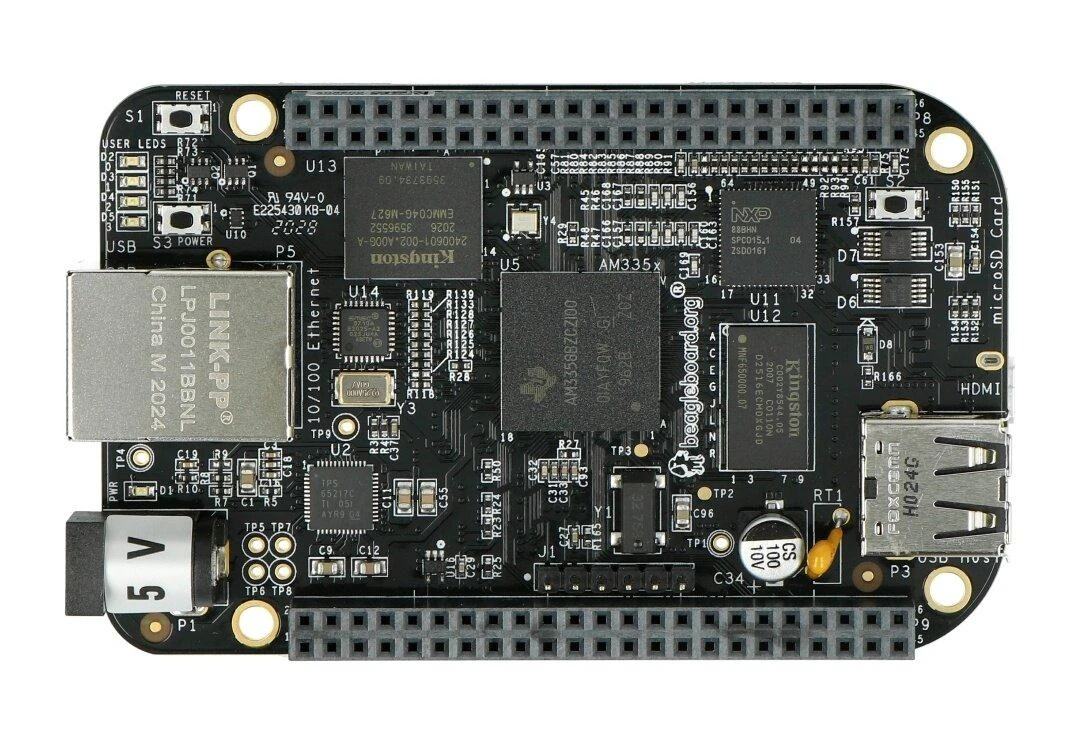 BeagleBone Black elektronikos plokštė su komponentais
