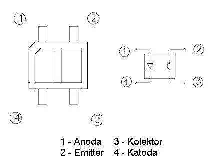 KTIR0711S optrono jungimo schema ir kontaktų išdėstymas