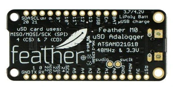 Feather M0 duomenų kaupiklis su Micro SD kortelių skaitytuvu, suderinamas su Arduino, Adafruit 2796