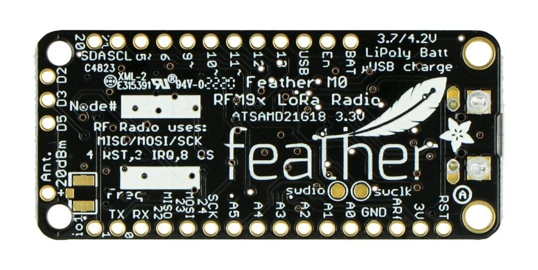Feather M0 LoRa RFM96 plokštė - viršutinė pusė