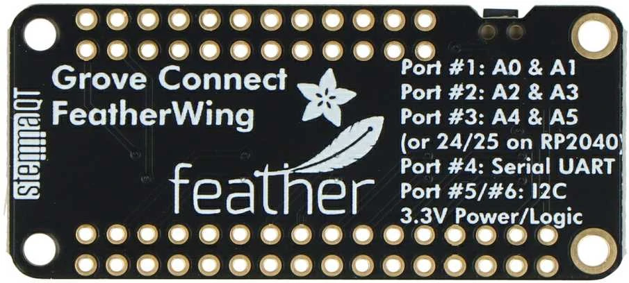 Adafruit FeatherWing plokštė su prievadų sąrašu