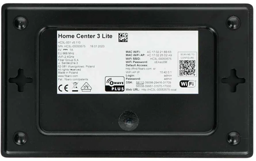 Fibaro Home Center 3 Lite, Z-Wave EU | Fibaro | Home Center 3 Lite | Z-Wave | Baltas