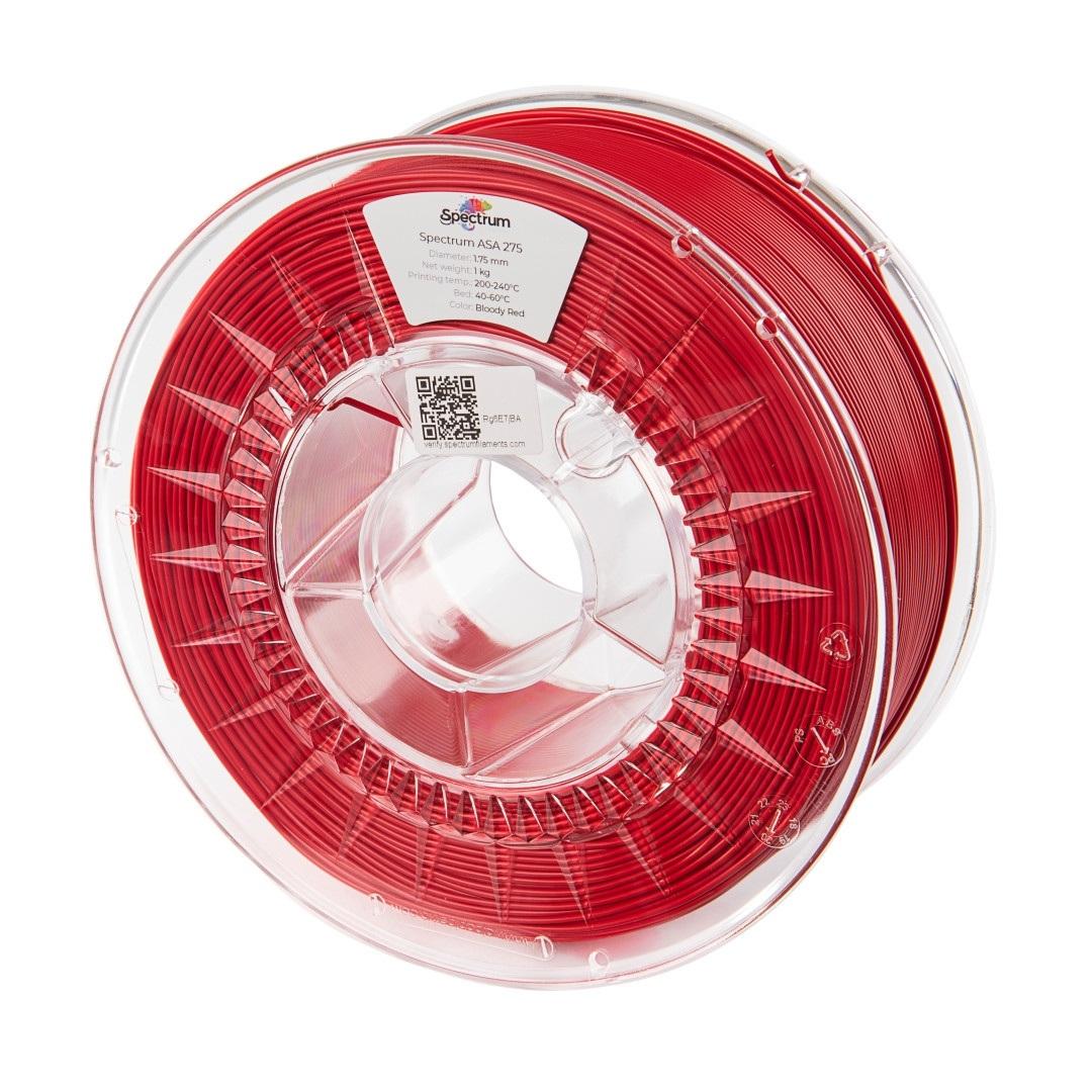 Plastikas Spectrum ASA 275 - 1.75mm - 1kg - Bloody Raudona