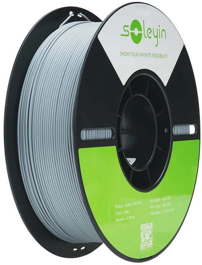 Filamentas Creality Soleyin Ultra PLA 1.75mm 1kg – matinė pilka