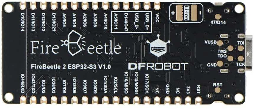 FireBeetle 2 ESP32-S3-U valdymo plokštės viršus