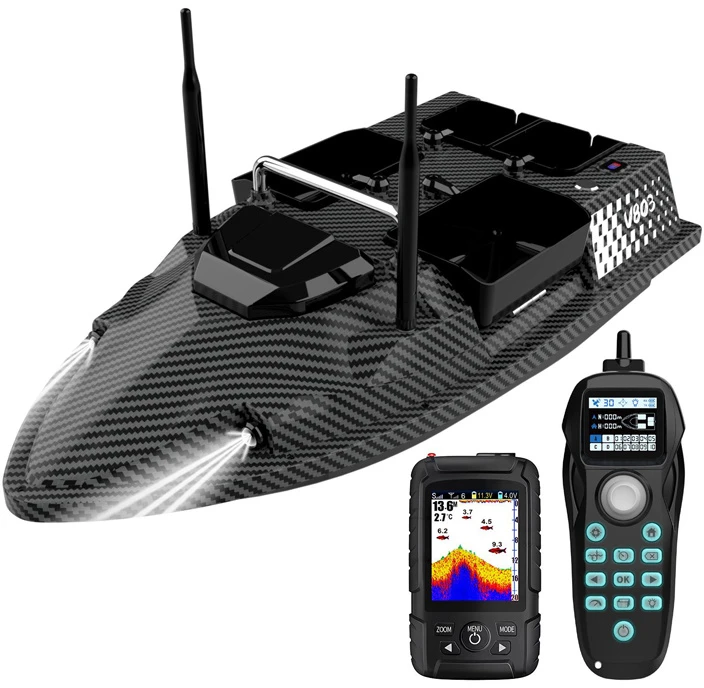 Žvejybos Įranga - Flytec V803-Pro Masalų Laivas Su GPS, Sonaru, 5200mAh Baterija, Juoda
