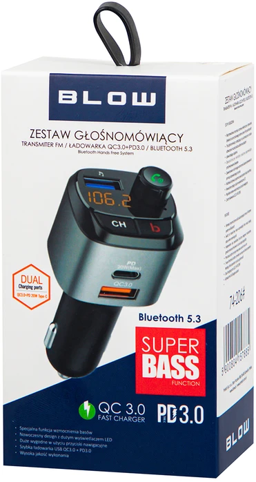 74-206# Transmiter fm blow bluetooth5.3 qc+pd 20w