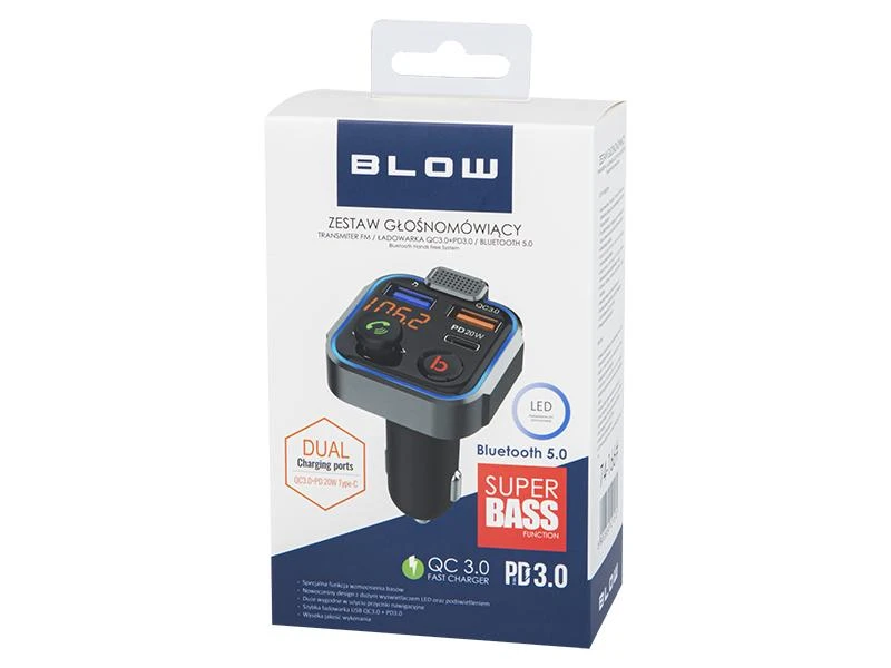FM siųstuvas BLOW Bluetooth5.1+QC3.0