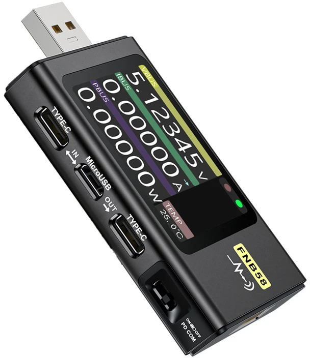FNIRSI FNB58 USB prievado testeris, juodos spalvos
