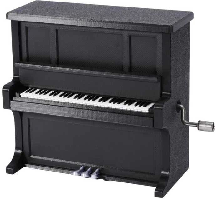 Juodas fortepijono muzikos dėžutės modelis su svirtele