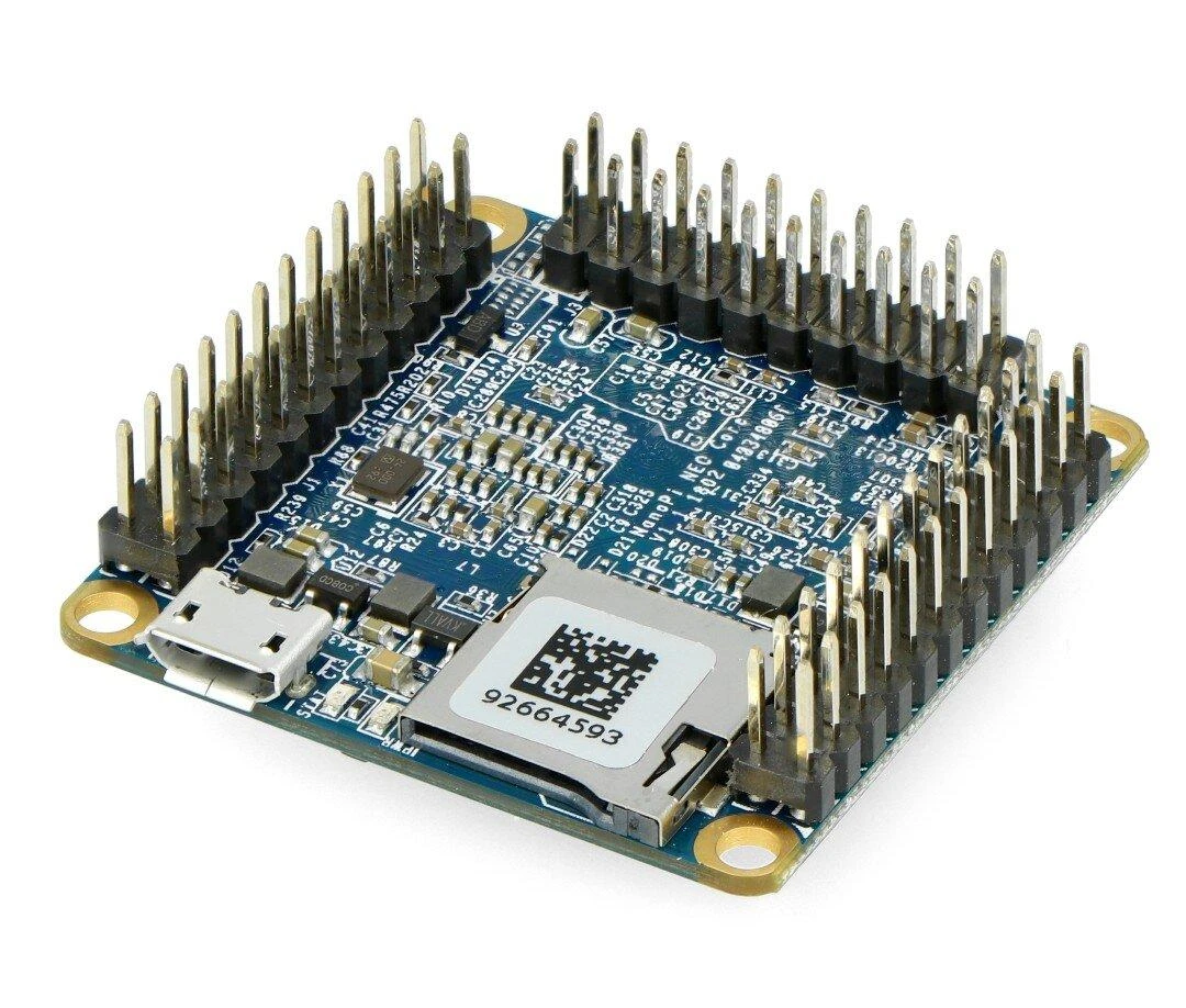 Friendlyarm NanoPi NEO Core Allwinner H3 keturių branduolių 1.2 GHz + 512 MB RAM + 8 GB eMMC - su jungtimis