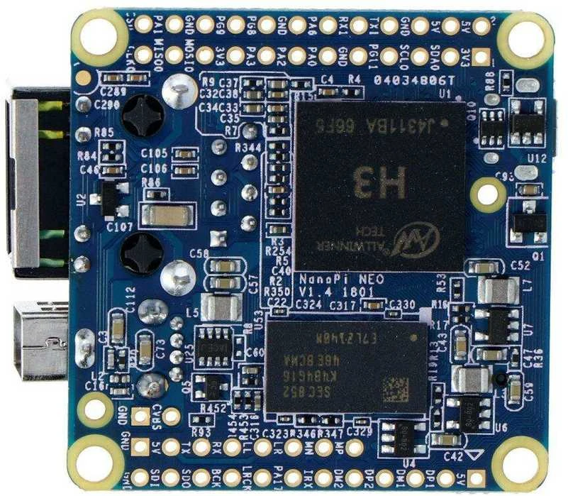 Friendlyarm NanoPi NEO v1.4 - Allwinner H3 keturių branduolių 1.2GHz + 512MB RAM - be jungčių