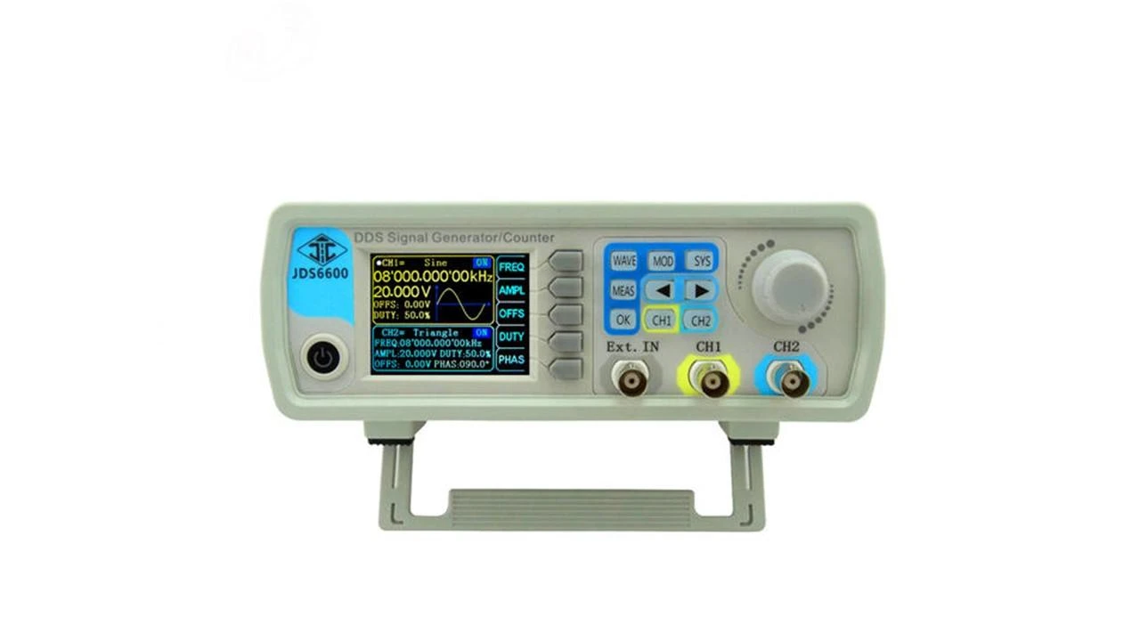 JDS6600 generatoriaus valdymo skydelis su ekranu