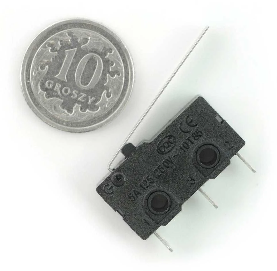 Mikro jungiklis WK611 su svirtimi ir 10 grašių moneta