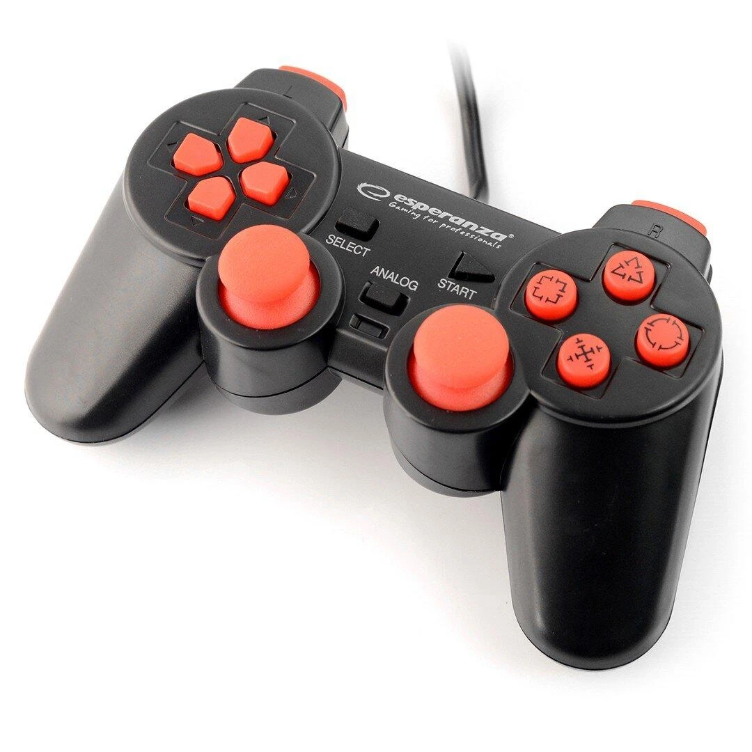 Gamepad Esperanza EGG106R (PC, PS2, PS3, juodos spalvos, red color)