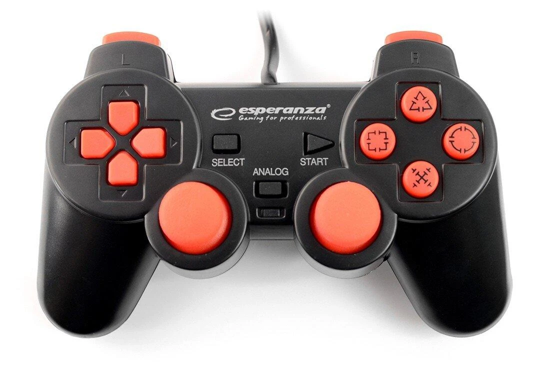 Gamepad Esperanza EGG106R (PC, PS2, PS3, juodos spalvos, red color)