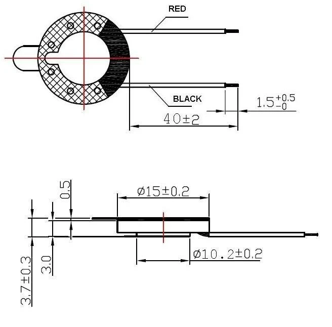 MG15 garsiakalbio techninis matmenų brėžinys