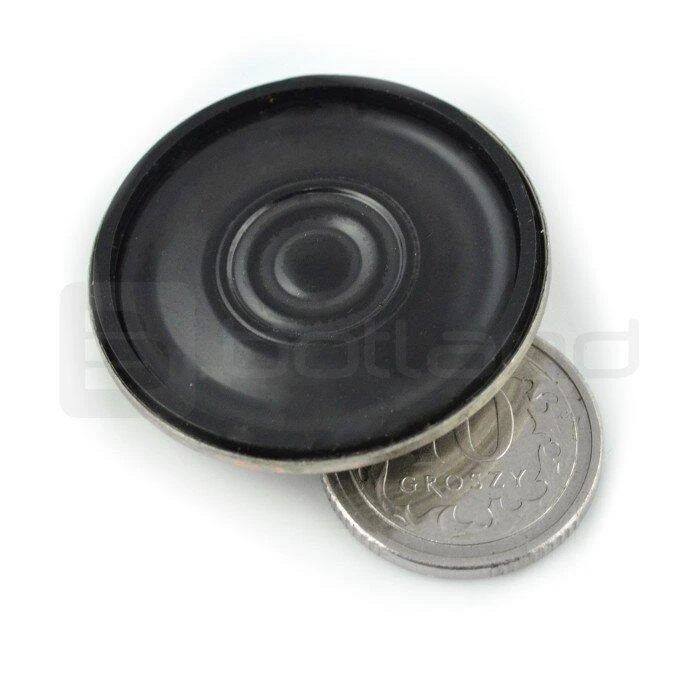 Miniatiūrinis 27 mm garsiakalbis su moneta masteliui