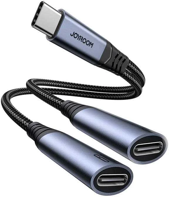 Garso adapteris du viename Joyroom SY-C03 Type-C į Dual Type-C (juodas)