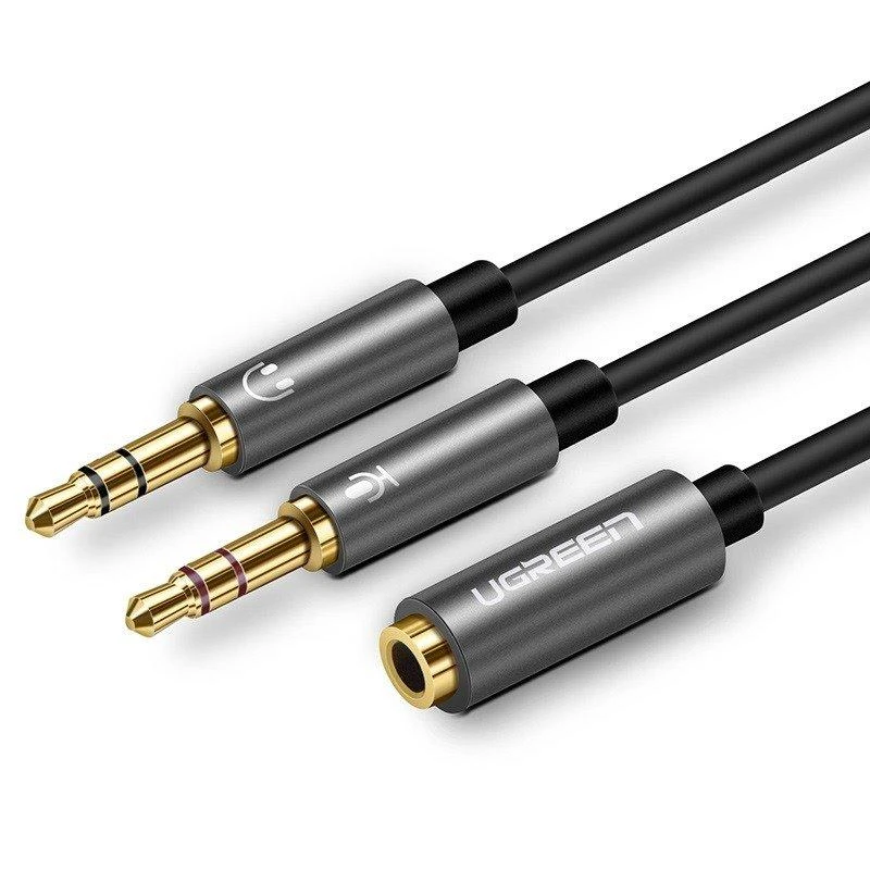 Audio kabelis UGREEN 3.5mm lizdas - 2xkištukas - Juodas