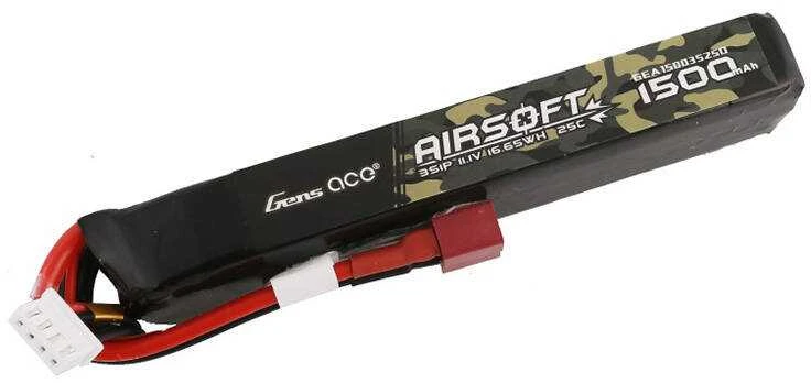 Gens ace 25C 1500mAh 3S1P 11.1V Airsoft Gun Lipo baterija su T kištuku