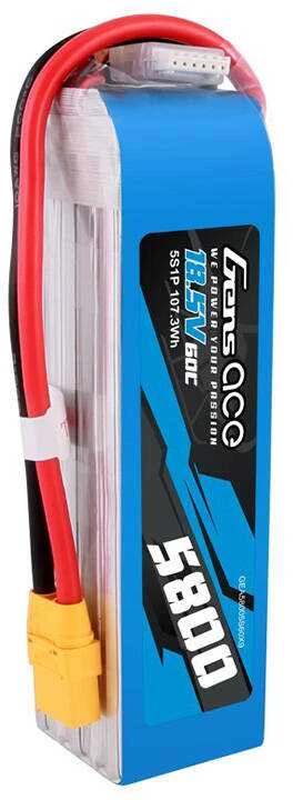 Gens ace 5800mAh 60C 18.5V 5S1P Lipo baterijų paketas su XT90 kištuku