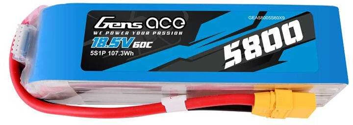Gens ace 5800mAh 60C 18.5V 5S1P Lipo baterijų paketas su XT90 kištuku