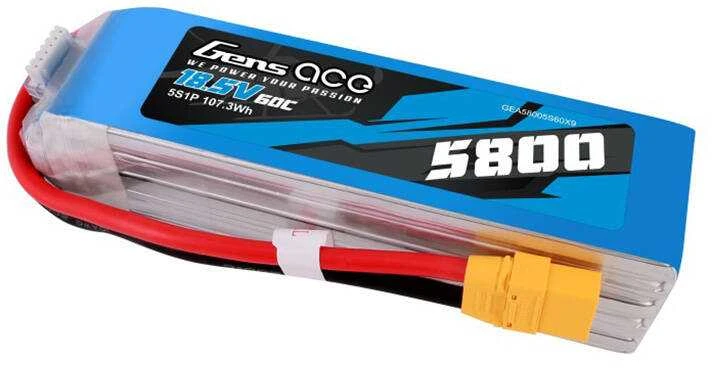 Gens ace 5800mAh 60C 18.5V 5S1P Lipo baterijų paketas su XT90 kištuku