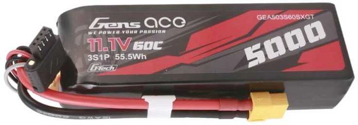 Gens ace G-Tech 5000 mAh 11.1V 60C 3S1P Lipo su XT60 kištuku