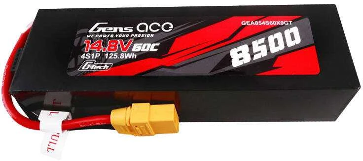 Gens ace G-Tech 8500mAh 14.8V 60C 4S1P Lipo Baterija Pack PC medžiagos dėklas su XT90 kištuku