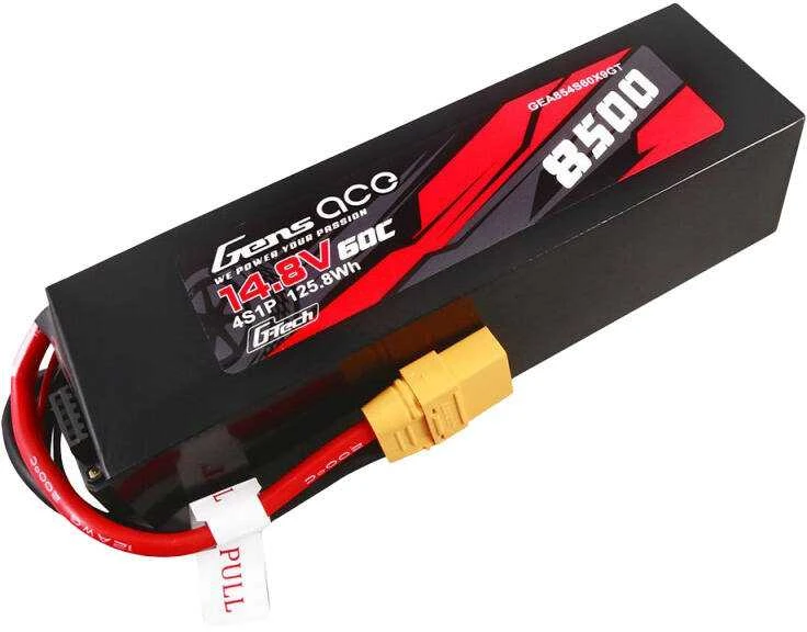 Gens ace G-Tech 8500mAh 14.8V 60C 4S1P Lipo Baterija Pack PC medžiagos dėklas su XT90 kištuku