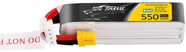 Gens Ace & Tattu Tattu 3s 550mAh 95C 11.4V HV Lipo baterija su XT30 kištuku Long-Pack