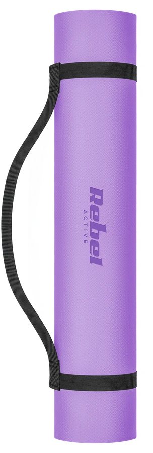 Mata Gimnastikos kilimėlis jogai, pilatesui, fitnesui, 200x90cm, 1cm storio, TPE medžiaga, violetinė, REBEL ACTIVE
