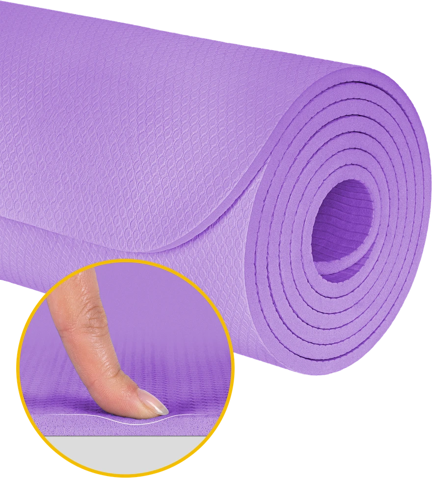 Mata Gimnastikos kilimėlis jogai, pilatesui, fitnesui, 183x61cm, 1cm storio, TPE medžiaga, violetinė, REBEL ACTIVE