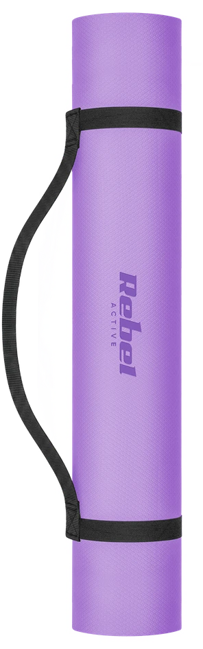 Mata Gimnastikos kilimėlis jogai, pilatesui, fitnesui, 200x115 cm, 1 cm storio, TPE medžiaga, violetinė, REBEL ACTIVE