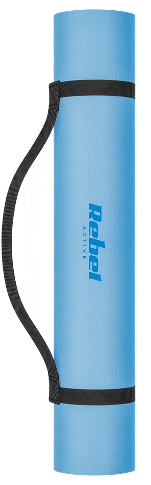 Mata Gimnastikos kilimėlis jogai, pilatesui, fitnesui, 200x115 cm, 1 cm storio, TPE medžiaga, mėlynas, REBEL ACTIVE