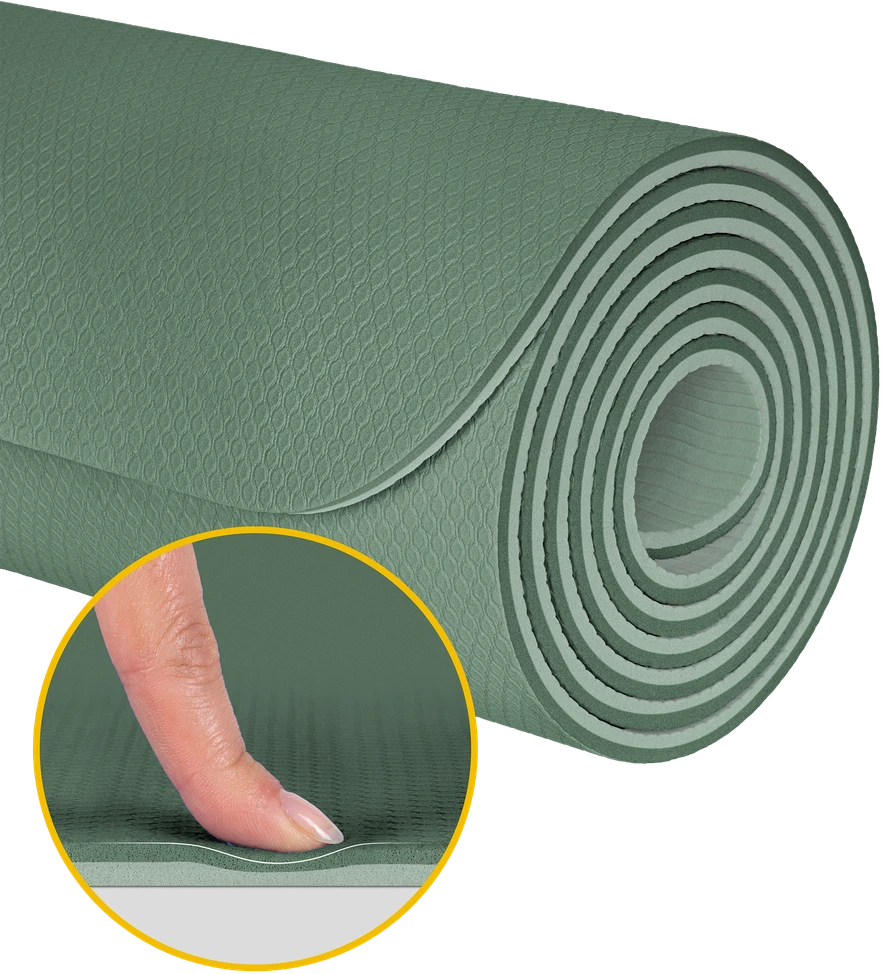 Mata Gimnastikos kilimėlis jogai, pilatesui, fitnesui, 183x61cm, 6mm storio, TPE medžiaga, žalias, REBEL ACTIVE