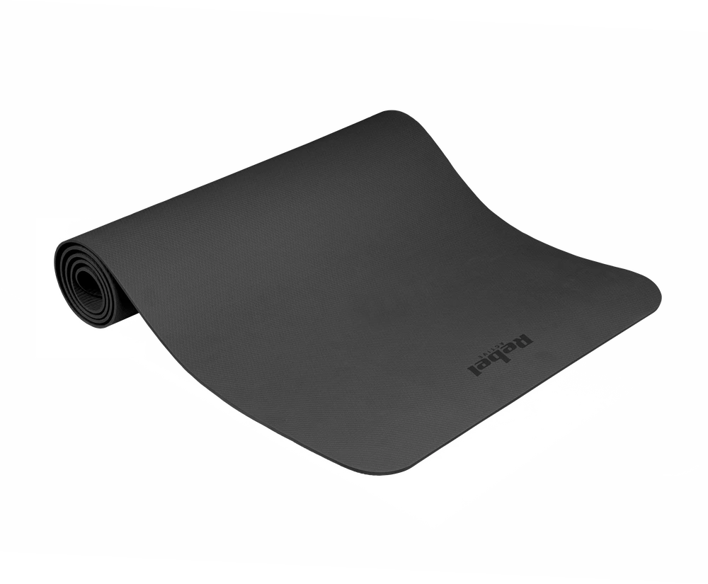 Mata Gimnastikos kilimėlis jogai, pilatesui, fitnesui, 183x61cm, 4mm storio, TPE medžiaga, juodas, REBEL ACTIVE
