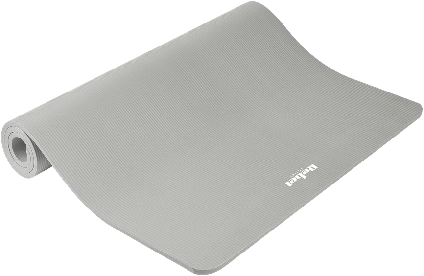 Mata Gimnastikos kilimėlis jogai, pilatesui, fitnesui, 190x115 cm, 2 cm storio, NBR medžiaga, pilkas, REBEL ACTIVE