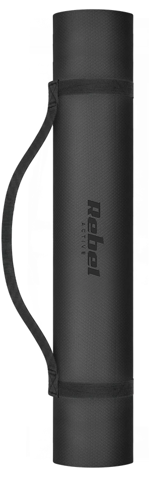 Mata Gimnastikos kilimėlis jogai, pilatesui, fitnesui, 200x115 cm, 1 cm storio, TPE medžiaga, juodas, REBEL ACTIVE