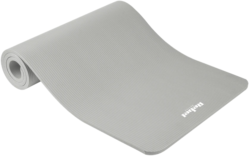 Mata Gimnastikos kilimėlis jogai, pilatesui, fitnesui, 183x61cm, 1,5cm storio, NBR medžiaga, pilkas, REBEL ACTIVE