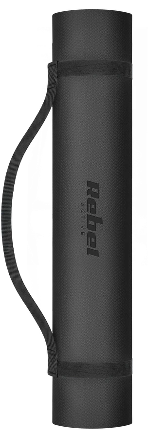 Mata Gimnastikos kilimėlis jogai, pilatesui, fitnesui, 200x90cm, 1cm storio, TPE medžiaga, juodas, REBEL ACTIVE