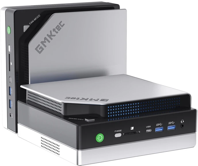 Mini PC - GMKtec EVO-X2 Ryzen AI Max+ 395, 64GB RAM, 1TB SSD, WiFi 7, Juoda/Sidabrinė