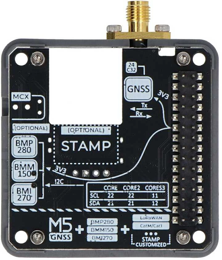 M5Stack GNSS modulis su komponentų schemos detale