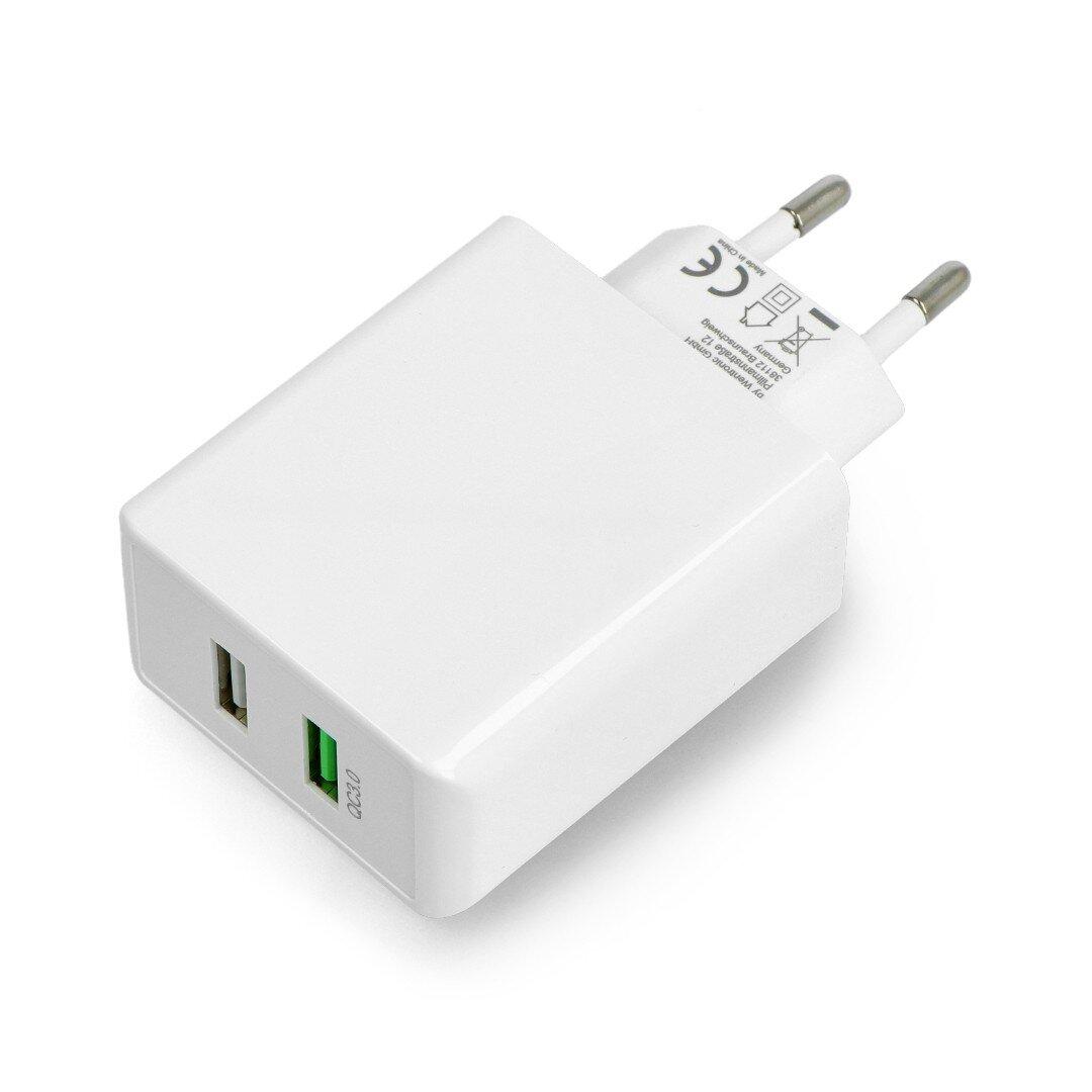 Goobay 2xUSB QC3.0 5V / 2A maitinimo šaltinis - balta