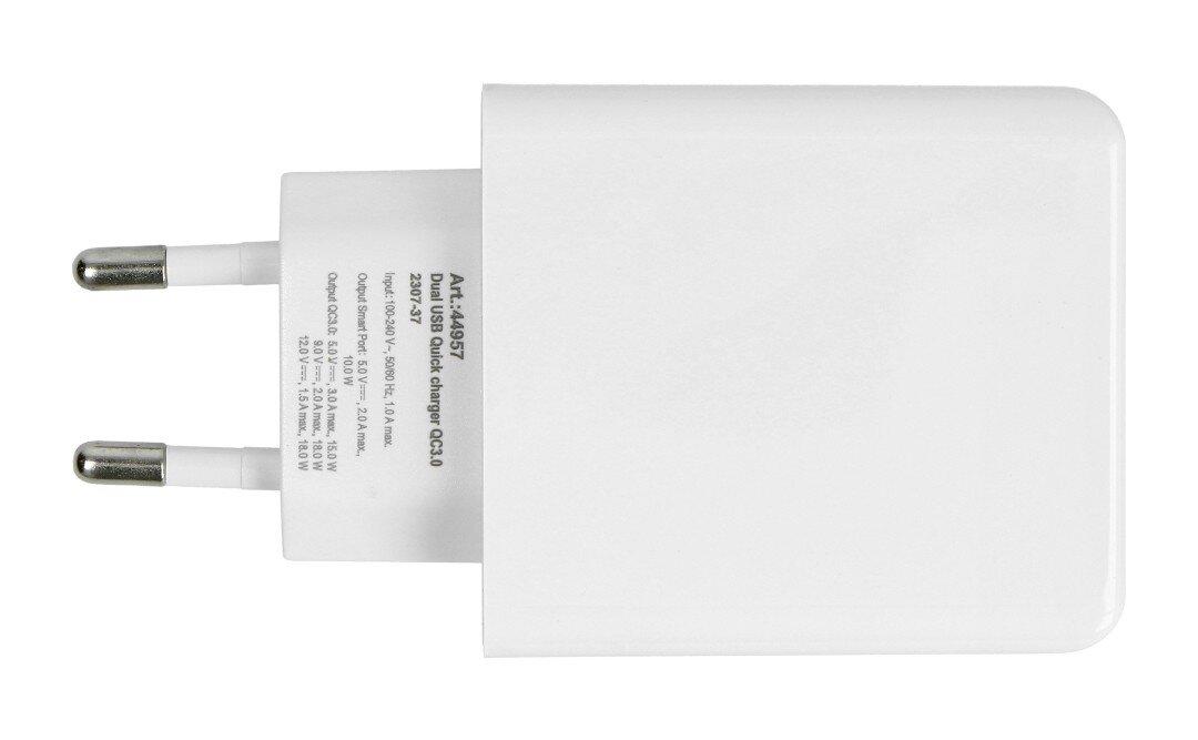 Goobay 2xUSB QC3.0 5V / 2A maitinimo šaltinis - balta