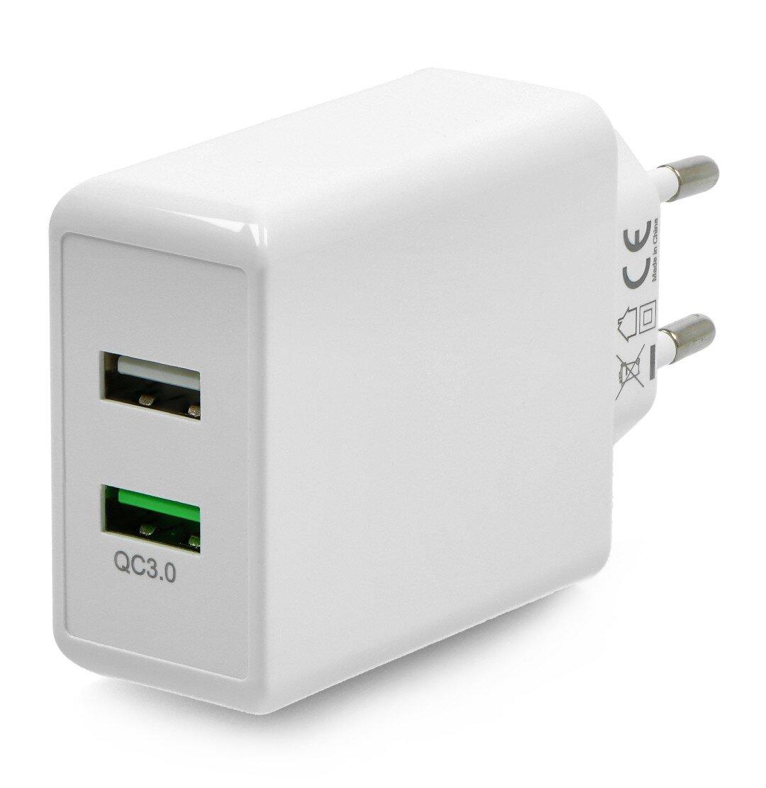 Goobay 2xUSB QC3.0 5V / 2A maitinimo šaltinis - balta