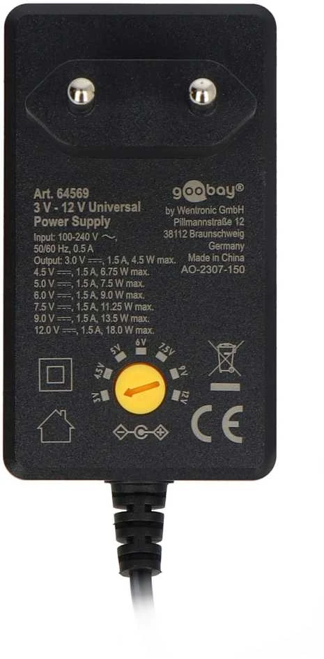 Goobay maitinimo adapteris su įtampos reguliavimo ratuku