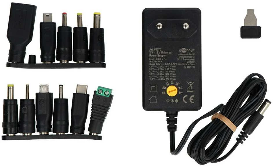 Goobay 64570 kelių diapazonų maitinimo šaltinis 3–12 V / 2.25 A