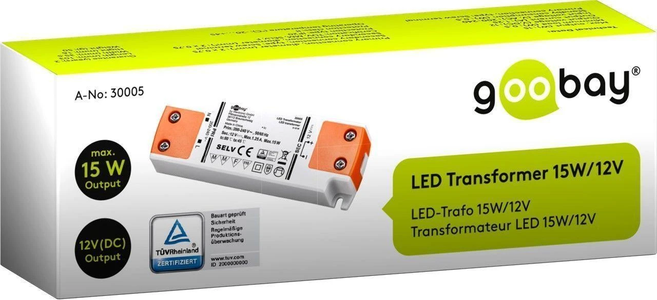 Goobay 30005 LED transformatorius 15 W, 12 V